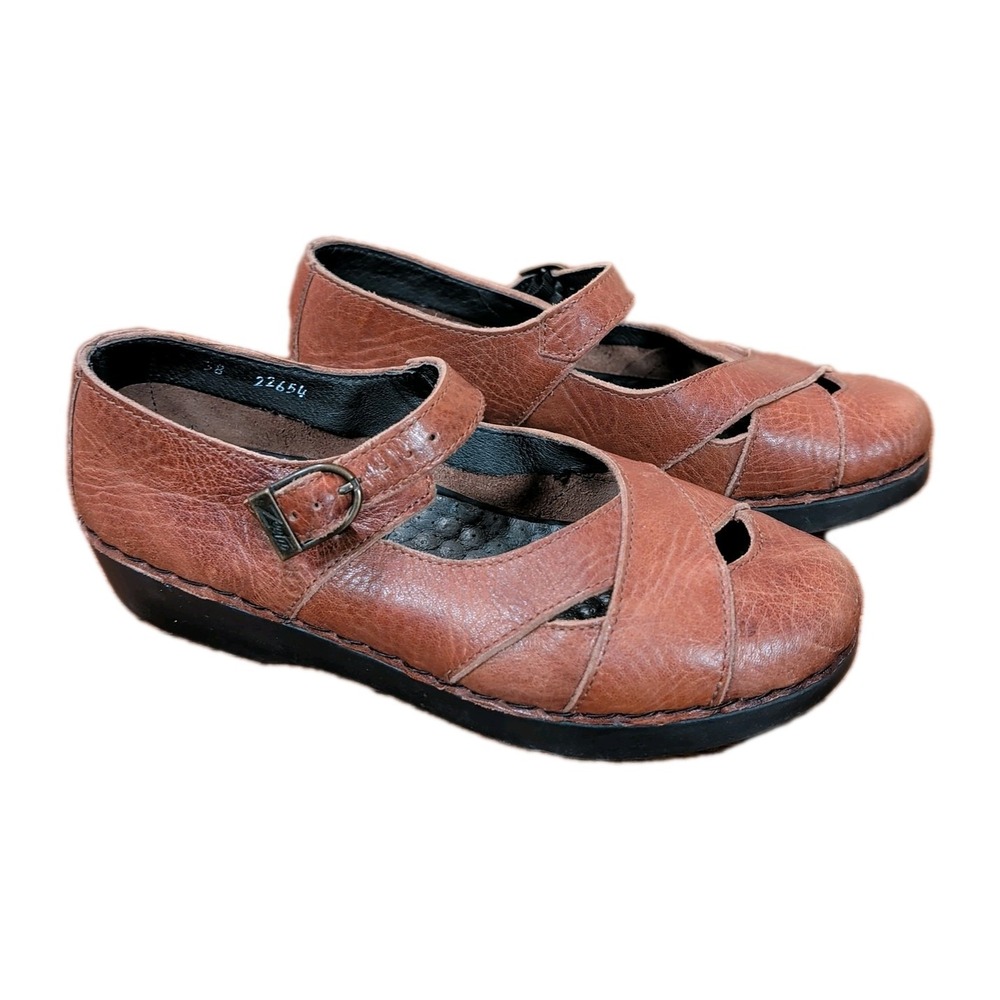 Zeeta Women's Mary Jane Dress Shoes Size 38 US 7.5 Brown Leather Comfortable
